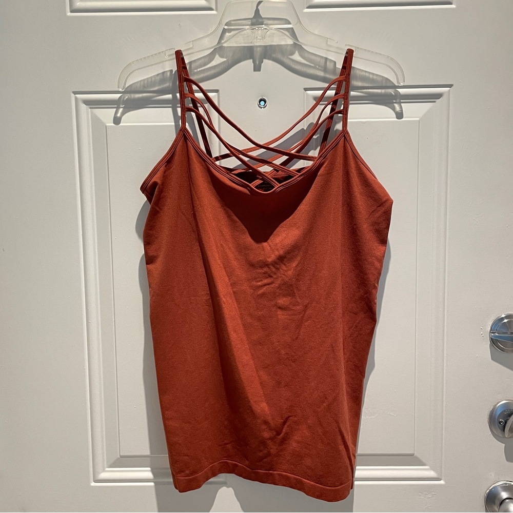 Zenana Rust Strappy Criss Cross Seamless Spaghetti Strap Cami Top Size 2X / 3X
